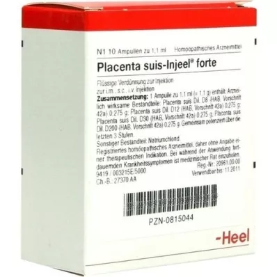 PLACENTA SUIS Injeel forte ampuller, 10 stk PLACENTA SUIS Injeel forte ampuller, 10 stk