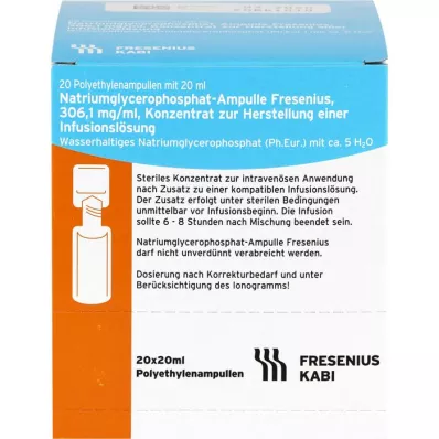 NATRIUMGLYCEROPHOSPHAT Ampulle infusjonsløsning konsentrat, 20X20 ml NATRIUMGLYCEROPHOSPHAT Ampulle infusjonsløsning konsentrat, 20X20 ml
