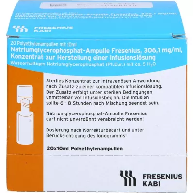 NATRIUMGLYCEROPHOSPHAT Ampulle infusjonsløsning konsentrat, 20X10 ml NATRIUMGLYCEROPHOSPHAT Ampulle infusjonsløsning konsentrat, 20X10 ml