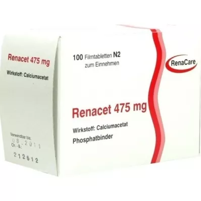 RENACET 475 mg filmdrasjerte tabletter, 100 stk RENACET 475 mg filmdrasjerte tabletter, 100 stk