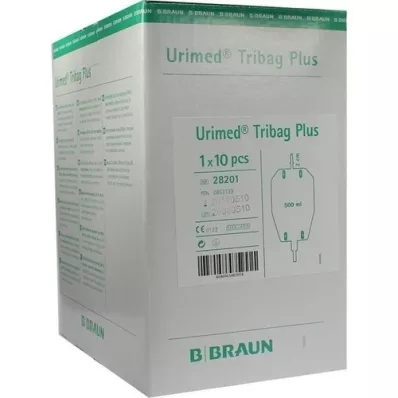 URIMED Tribag Plus urinpose 500ml med 2 cm løkke, 10 stk URIMED Tribag Plus urinpose 500ml med 2 cm løkke, 10 stk