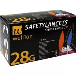WELLION Sikkerhetslanser 28 G sikkerhets engangslanse, 200 stk