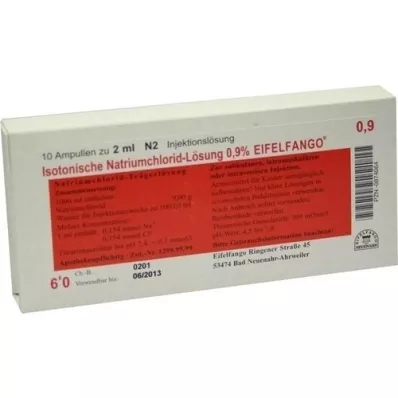 ISOTONISCHE NaCl-løsning 0,9 % Eifelfango Inj. løsning, 10x2 ml ISOTONISCHE NaCl-løsning 0,9 % Eifelfango Inj. løsning, 10x2 ml
