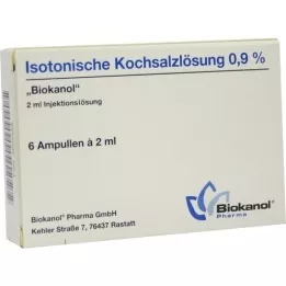 ISOTONISCHE Saltoppløsning 0,9 % Biokanol ampuller, 6X2 ml