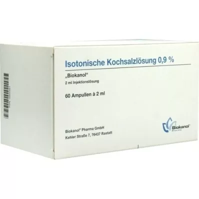 ISOTONISCHE Saltoppløsning 0,9 % Biokanol ampuller, 60X2 ml ISOTONISCHE Saltoppløsning 0,9 % Biokanol ampuller, 60X2 ml