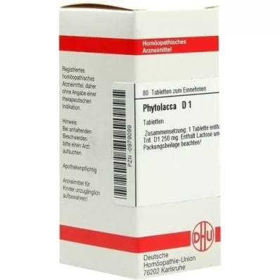 PHYTOLACCA D 1 tabletter, 80 stk PHYTOLACCA D 1 tabletter, 80 stk