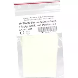 MUNDSCHUTZ PAPIERVLIES med strikk hvit, 10 stk