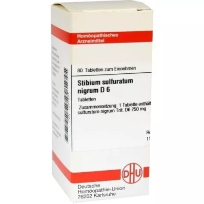 STIBIUM SULFURATUM NIGRUM D 6 tabletter, 80 stk STIBIUM SULFURATUM NIGRUM D 6 tabletter, 80 stk