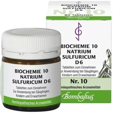 BIOCHEMIE 10 Natrum sulfuricum D 6 tabletter, 80 stk BIOCHEMIE 10 Natrum sulfuricum D 6 tabletter, 80 stk