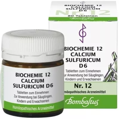BIOCHEMIE 12 Calcium sulfuricum D 6 tabletter, 80 stk BIOCHEMIE 12 Calcium sulfuricum D 6 tabletter, 80 stk
