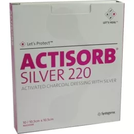 ACTISORB 220 Sølv 10,5x10,5 cm sterile kompresser, 10 stk