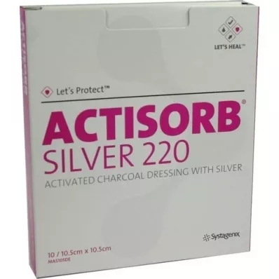 ACTISORB 220 Sølv 10,5x10,5 cm sterile kompresser, 10 stk ACTISORB 220 Sølv 10,5x10,5 cm sterile kompresser, 10 stk