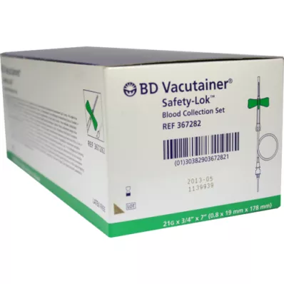 BD VACUTAINER Safety Lok 21 G 18 cm blodprøvesett, 50 stk