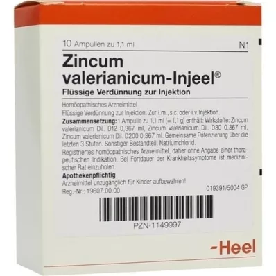 ZINCUM VALERIANICUM INJEEL Ampuller, 10 stk ZINCUM VALERIANICUM INJEEL Ampuller, 10 stk