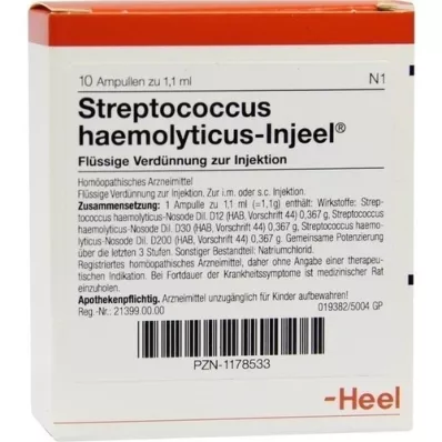 STREPTOCOCCUS HAEMOLYTICUS Injeel ampuller, 10 stk STREPTOCOCCUS HAEMOLYTICUS Injeel ampuller, 10 stk