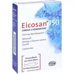EICOSAN 750 Omega-3 konsentrat myke kapsler, 60 stk