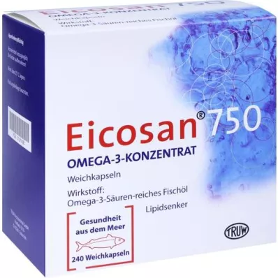 EICOSAN 750 Omega-3 konsentrat myke kapsler, 240 stk