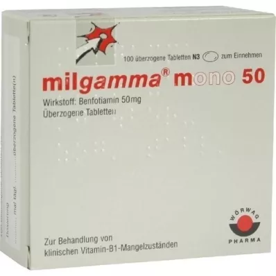 MILGAMMA mono 50 belagte tabletter, 100 stk MILGAMMA mono 50 belagte tabletter, 100 stk