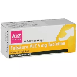 FOLSÄURE AbZ 5 mg tabletter, 50 stk