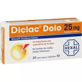 DICLAC Dolo 25 mg drasjerte tabletter, 20 stk