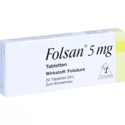 FOLSAN 5 mg tabletter, 20 stk FOLSAN 5 mg tabletter, 20 stk