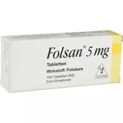 FOLSAN 5 mg tabletter, 100 stk FOLSAN 5 mg tabletter, 100 stk