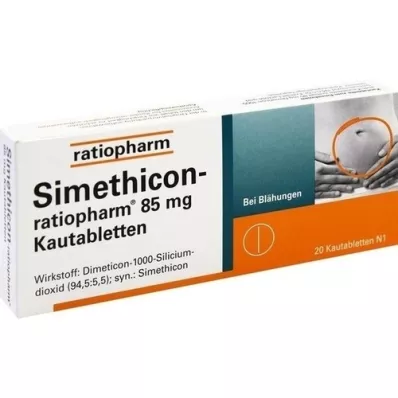 SIMETHICON-ratiopharm 85 mg tyggetabletter, 20 stk SIMETHICON-ratiopharm 85 mg tyggetabletter, 20 stk
