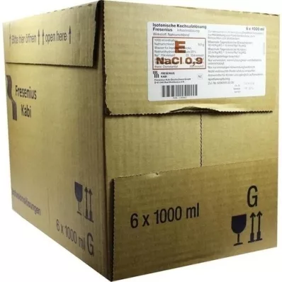 ISOTONISCHE Saltoppløsning 0,9 % Glasfl.Fresenius, 6X1000 ml ISOTONISCHE Saltoppløsning 0,9 % Glasfl.Fresenius, 6X1000 ml