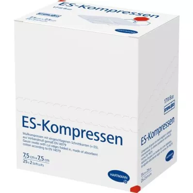 ES-KOMPRESSEN steril 7,5x7,5 cm 8 ganger, 25X2 stk ES-KOMPRESSEN steril 7,5x7,5 cm 8 ganger, 25X2 stk