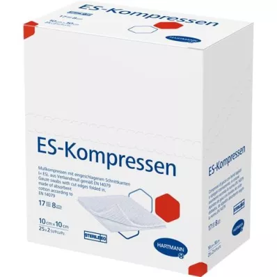 ES-KOMPRESSEN steril 10x10 cm 8 ganger, 25X2 stk ES-KOMPRESSEN steril 10x10 cm 8 ganger, 25X2 stk