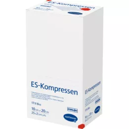 ES-KOMPRESSEN steril 10x20 cm 8 ganger, 25X2 stk