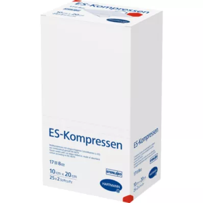ES-KOMPRESSEN steril 10x20 cm 8 ganger, 25X2 stk