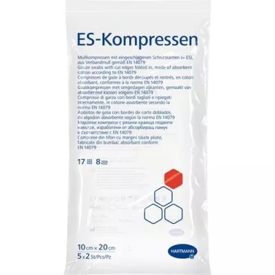ES-KOMPRESSEN steril 10x20 cm 8 ganger, 5X2 stk