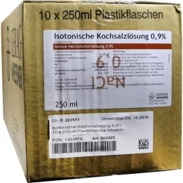 ISOTONISCHE Saltoppløsning 0,9 % plastinf. løsning, 10x250 ml