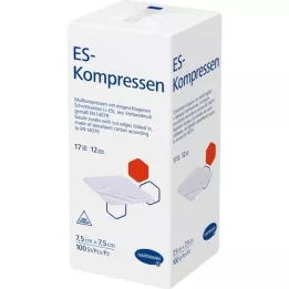 ES-KOMPRESSEN ikke-steril 7,5x7,5 cm 12 ganger, 100 stk