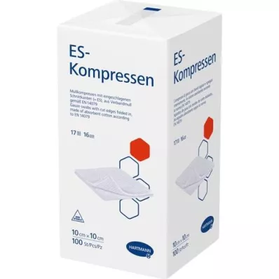 ES-KOMPRESSEN usteril 10x10 cm 16-fold, 100 stk ES-KOMPRESSEN usteril 10x10 cm 16-fold, 100 stk