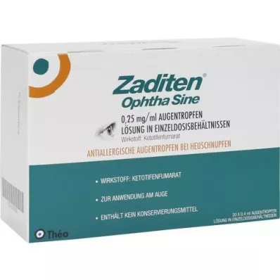 ZADITEN ophtha sine 0,25 mg/ml øyedråper enkeltdose, 20 stk