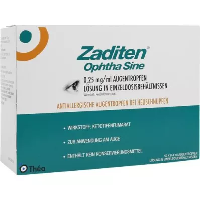 ZADITEN ophtha sine 0,25 mg/ml øyedråper enkeltdose, 50 stk ZADITEN ophtha sine 0,25 mg/ml øyedråper enkeltdose, 50 stk