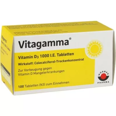 VITAGAMMA Vitamin D3 1000 IE tabletter, 100 stk VITAGAMMA Vitamin D3 1000 IE tabletter, 100 stk