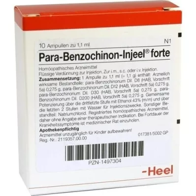 PARA BENZOCHINON Injeel forte ampuller, 10 stk PARA BENZOCHINON Injeel forte ampuller, 10 stk