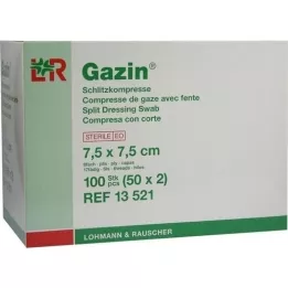 GAZIN Spaltekompresser 7,5x7,5 cm sterile 8 ganger, 50x2 stk