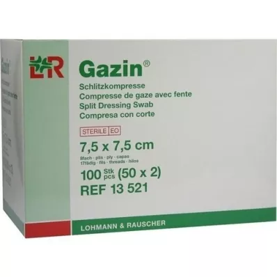 GAZIN Spaltekompresser 7,5x7,5 cm sterile 8 ganger, 50x2 stk