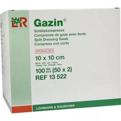 GAZIN Spaltekompresser 10x10 cm sterile 8 ganger, 50x2 stk