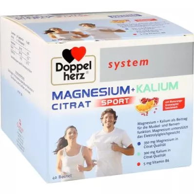 DOPPELHERZ Granulat av magnesium + kaliumsitratsystem, 40 stykker DOPPELHERZ Granulat av magnesium + kaliumsitratsystem, 40 stykker