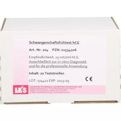 SCHWANGERSCHAFTS-FRÜHTEST hCG teststrimler urin, 20 stk