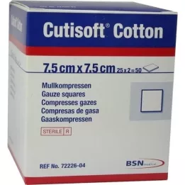 CUTISOFT Bomullskompr.7,5x7,5 cm steril, 25X2 stk