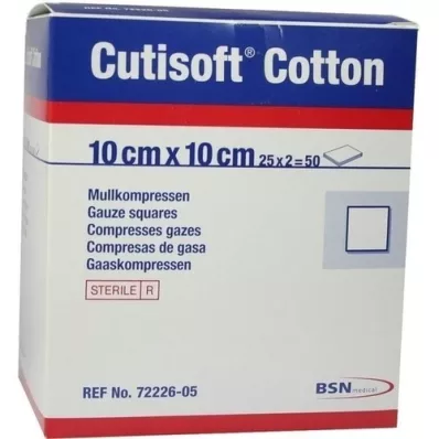 CUTISOFT Bomull kompr. 10x10 cm steril, 25X2 stk