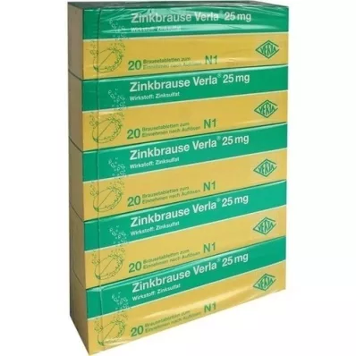 ZINKBRAUSE Verla 25 mg brusetabletter, 100 stk ZINKBRAUSE Verla 25 mg brusetabletter, 100 stk