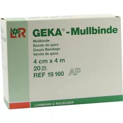 MULLBINDEN GEKA 4 cmx4 m, 20 stk MULLBINDEN GEKA 4 cmx4 m, 20 stk
