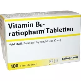 VITAMIN B6-RATIOPHARM 40 mg filmdrasjerte tabletter, 100 stk